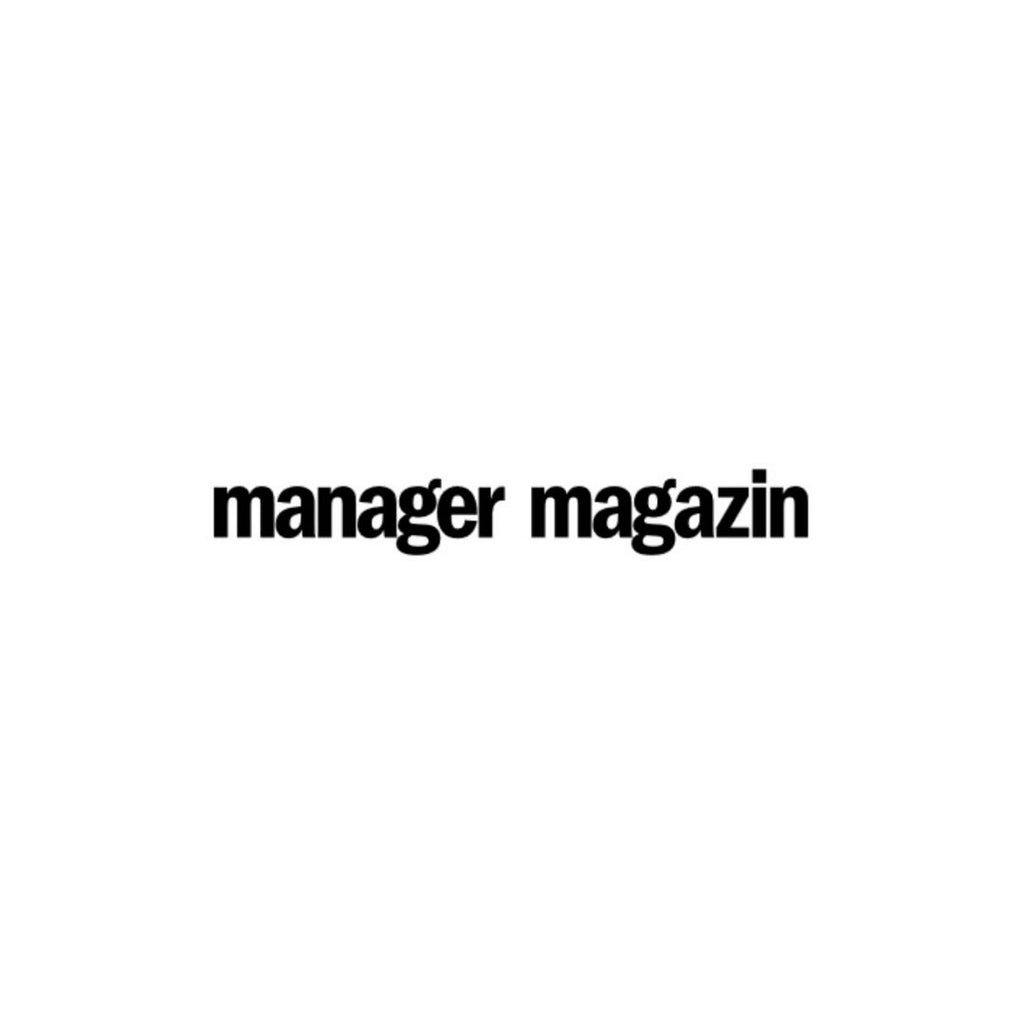 Das Logo zeigt den Schriftzug manager magazin in fetter, schwarzer Kleinbuchstabenschrift zentriert auf weißem Hintergrund.