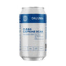 Eine silberne Dose DALUMA CLEAN BCAA ENERGY DRINK 6 PACK zeigt ein blau-weißes Design, grünen Kaffee, Passionsfrucht und rosa Himalaya-Salz. Vegane Icons heben die natürlichen Vorteile wie pflanzliche BCAAs hervor.